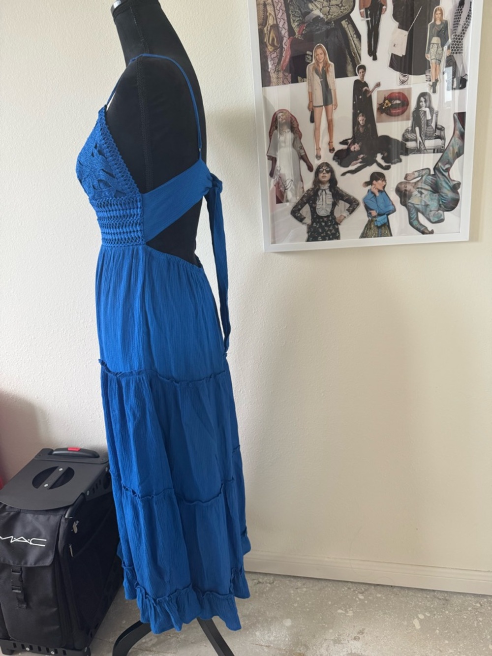 Love Tree Royal Blue Crochet Bodice Maxi Dress - Picture 3 of 5